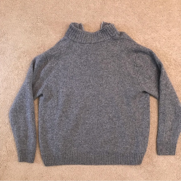 Gray Quarter Zip Wool Sweater - Picture 3 of 7